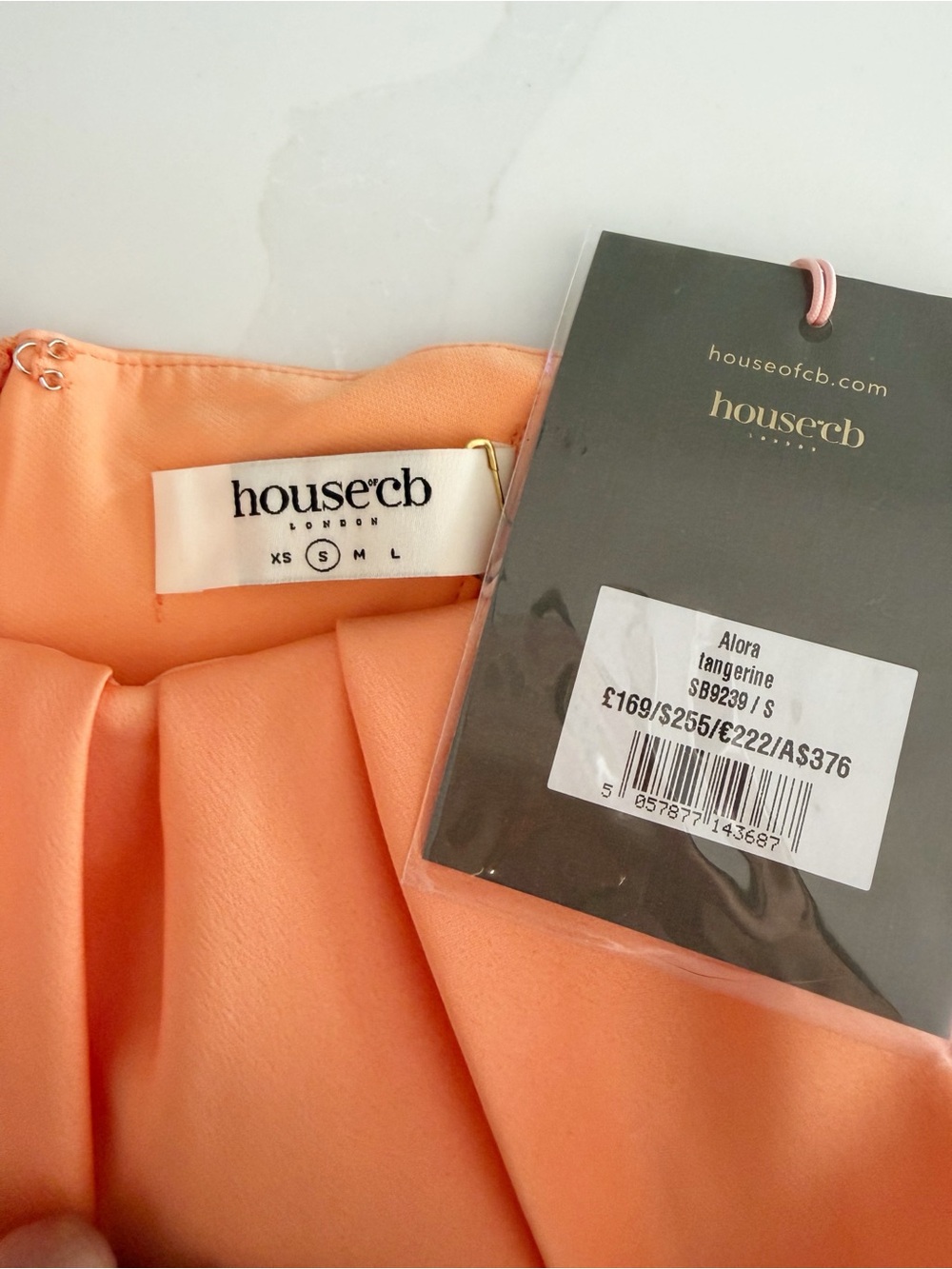 House of CB Alora Tangerine Strapless Corset Midi Dress Orange Sz S $255 NWT - Picture 8 of 11